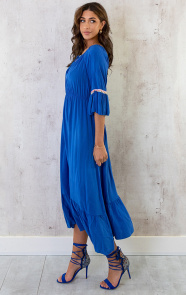 Boho-Off-Shoulder-Maxi-Jurk-Kobalt-3