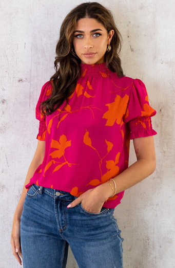 Col Top Flower Roze Oranje