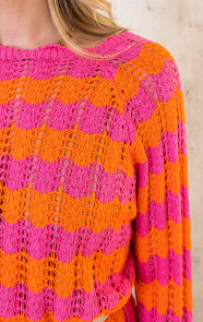 Crochet-Strepen-Jurk-Roze-Oranje