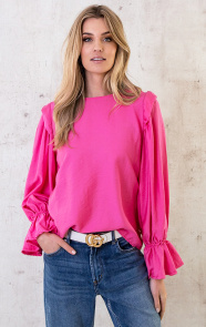 Linnen-Ruffle-Blouse-Roze-1