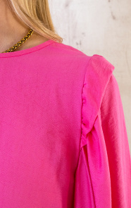 Linnen-Ruffle-Blouse-Roze