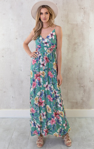 Spaghetti-Maxi-Jurk-Bloemen-Palm-Mint-2