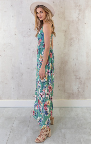 Spaghetti-Maxi-Jurk-Bloemen-Palm-Mint-5