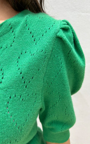 Hartjes-Knitted-Pofmouwen-Top-Bright-Green-close