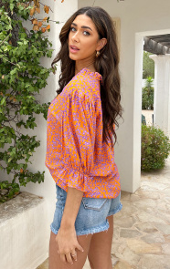 Katoenen-Bloemen-Print-Blouse-Oranje-Lila-4