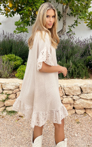 Mousseline-Embroidery-Oversized-Jurk-Beige-3