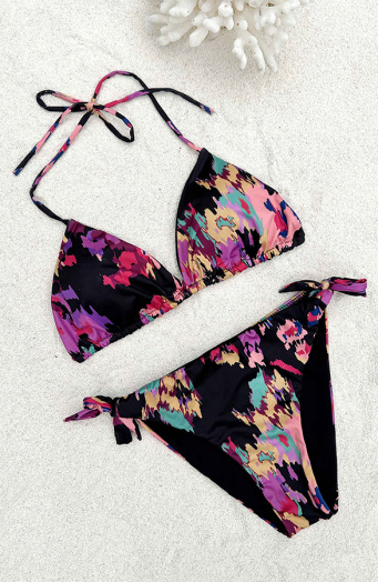 Multicolor Print Bikini Set Zwart