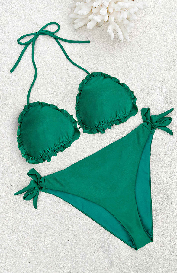 Ruffle Bikini Set Bright Green | Fashionmusthaves.nl