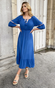Boho-Off-Shoulder-Maxi-Jurk-Kobalt-1