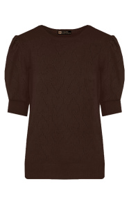 Hartjes-Knitted-Pofmouwen-Top-Choco