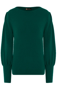 Knitted-Trui-Met-Pofmouwen-smaragd