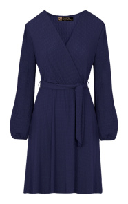 Smocked-Jurk-V-Hals-Navy