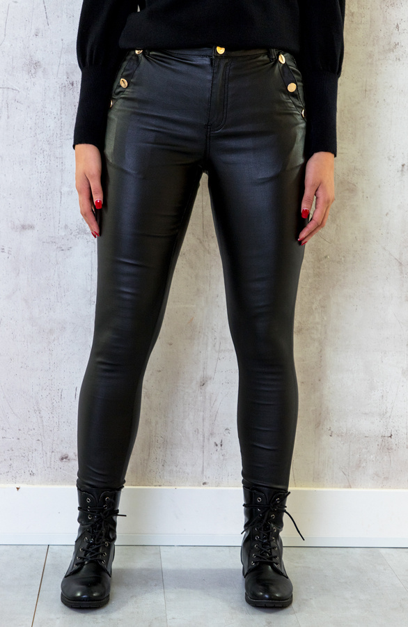 Coating Jeans Knopen Zwart Fashionmusthaves.nl