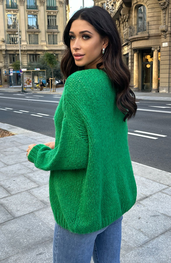 Oversized Knitted Vest Bright Green Fashionmusthaves.nl