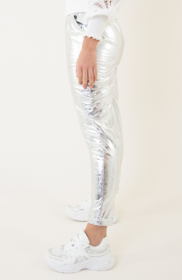 Metallic-Foil-Dames-Broek-Zilver-2