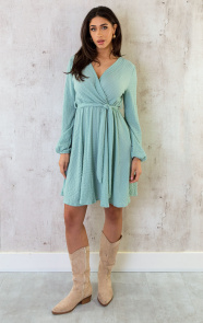 Smocked-Jurk-V-hals-Mint-2