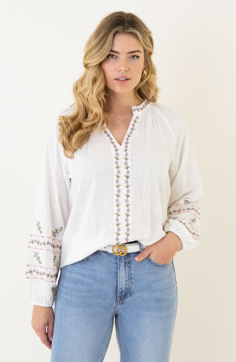 Cotton Embroidery Blouse Flower