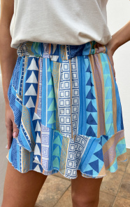 Aztec-Skort-Multicolor-Blue