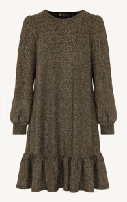 Lurex-Ruffle-Jurk-Goud