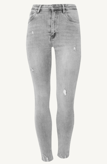 Skinny Jeans High Waist Damaged Lichtgrijs