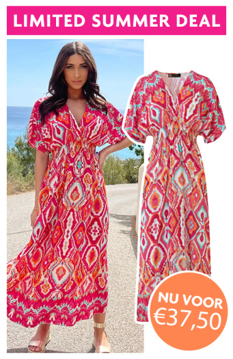 Limited Summer Deal Maxi Dress Colorful Print Fuchsia