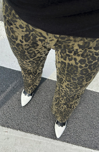 High Waist Wide Leg Jeans Leopard