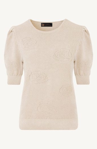 Knitted Pofmouwen Top Roses Beige