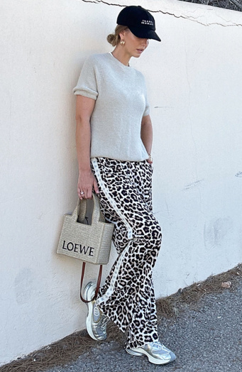 Yves Bies Straight Leg Pantalon Leopard