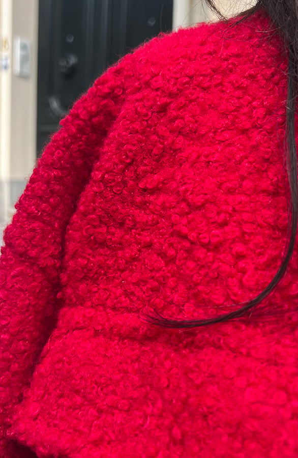 Bomber Jacket IRO Paris - Rouge/rose Foncé - Taille 1 (équiv. 2-4 US) - Laine 100% - Occasion Très Bon état