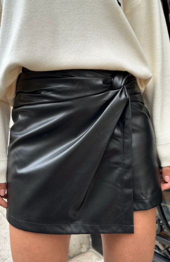 Leather Detailed Skort Zwart