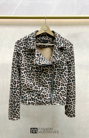 Leopard Suede Biker Jacket