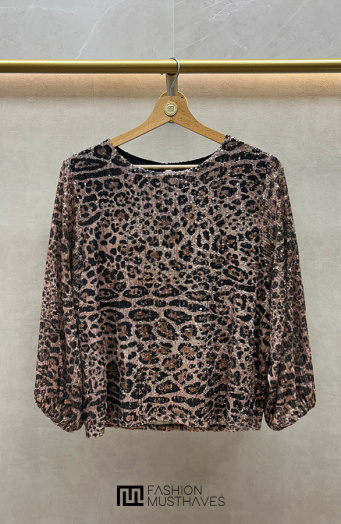 Luxury Leopard Top Met Pofmouw