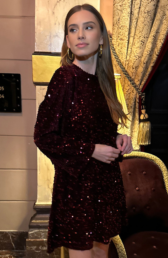 Sequin Dress Long Sleeve Pailletten Jurk Zwart Shop Zwarte Glitter