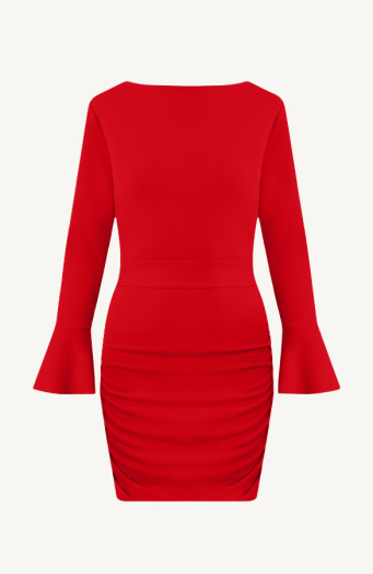 Scuba Jurk Flared Mouwen Rood