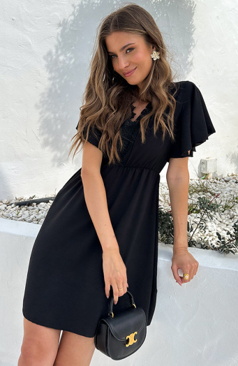 Lace Jurk Low Back Zwart