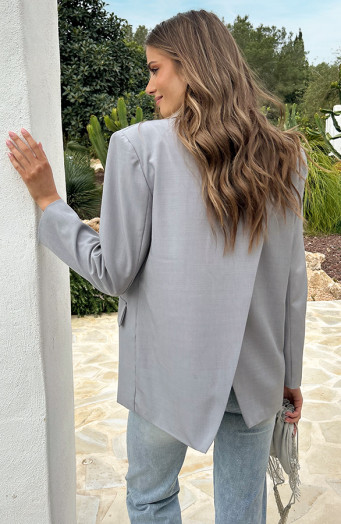 Oversized Open Back Blazer Grijs
