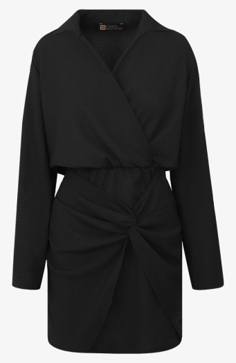 Draped Stretch Dress Zwart