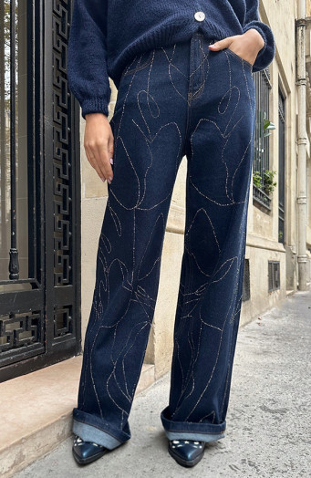 Sparkle Detailed Jeans Dark Denim