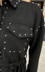Studs-Suede-Button-Dress-Zwart-1