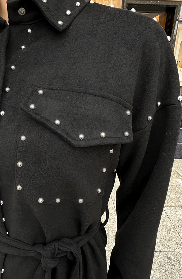 Studs-Suede-Button-Dress-Zwart-1