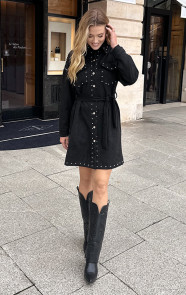 Studs-Suede-Button-Dress-Zwart-4