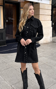 Studs-Suede-Button-Dress-Zwart-6