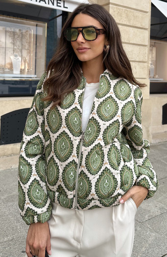 Bomber Jacket Classic Print Groen
