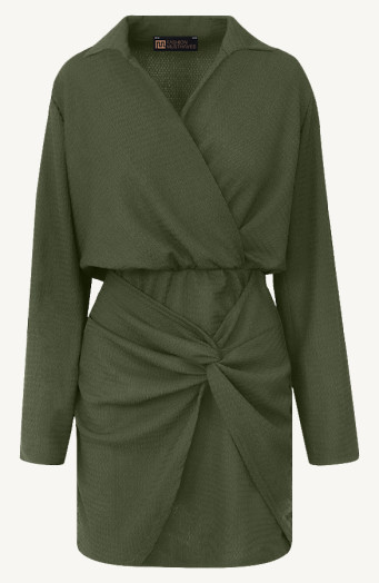 Draped Stretch Dress Army