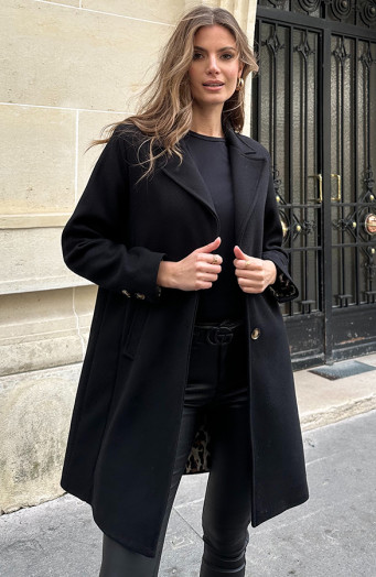 Soft Coat Met Leopard Lining Zwart