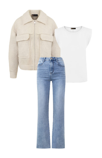 Musthave Deal Complete Set Boucle Jacket Met Rits Beige