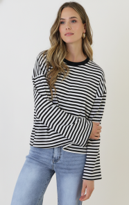 Oversized-Strepen-Top-Katoen-Black-Off-White-1