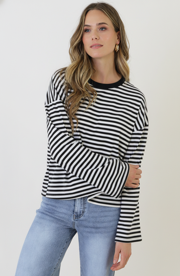 Oversized-Strepen-Top-Katoen-Black-Off-White-1