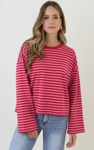 Oversized-Strepen-Top-Katoen-Fuchsia-Roze-10