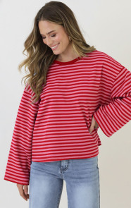Oversized-Strepen-Top-Katoen-Fuchsia-Roze-8